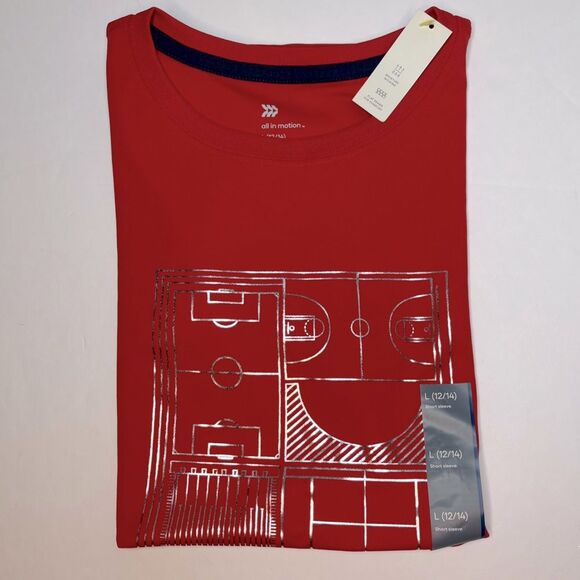All in Motion Boys Tagless Red Athletic Shirt With Moisture Wick Size L NEW! - Picture 6 of 6